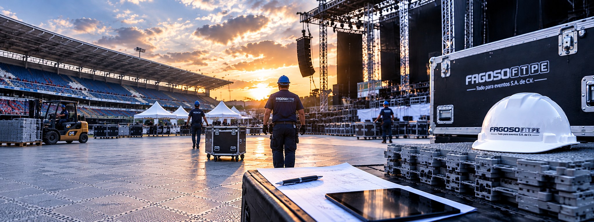 Escenario de gran evento sobre piso modular