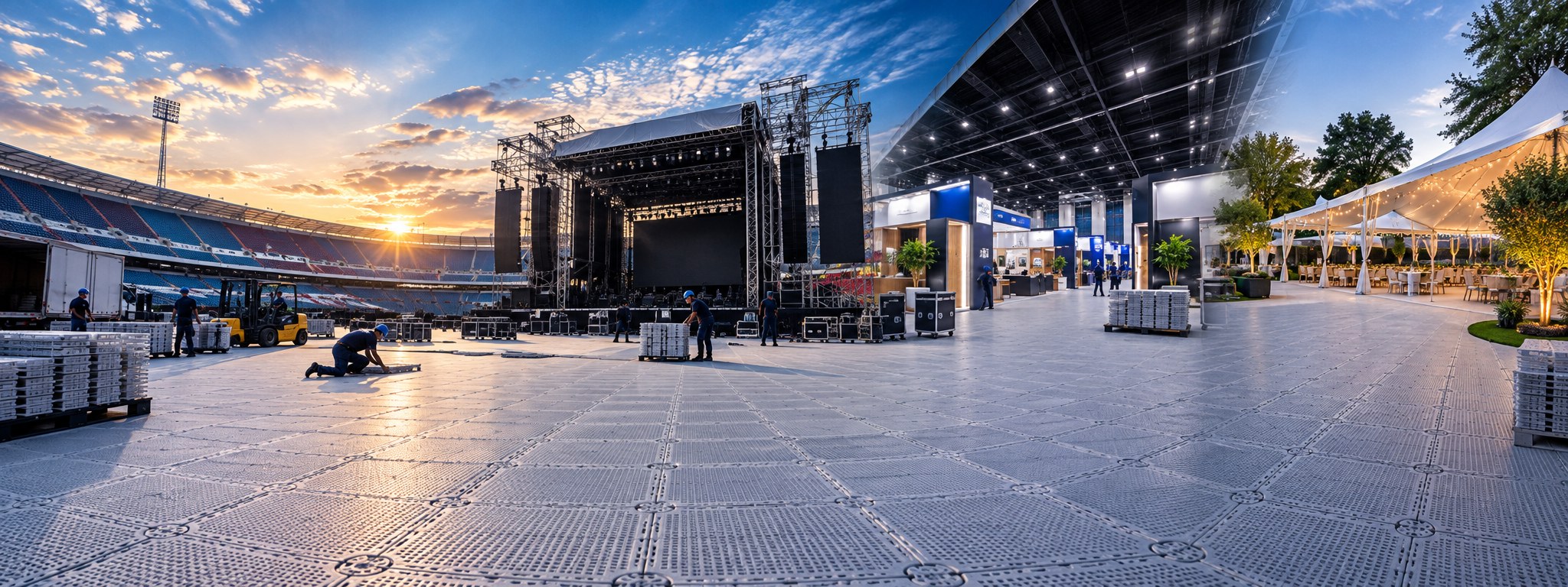 Escenario de gran evento sobre piso modular