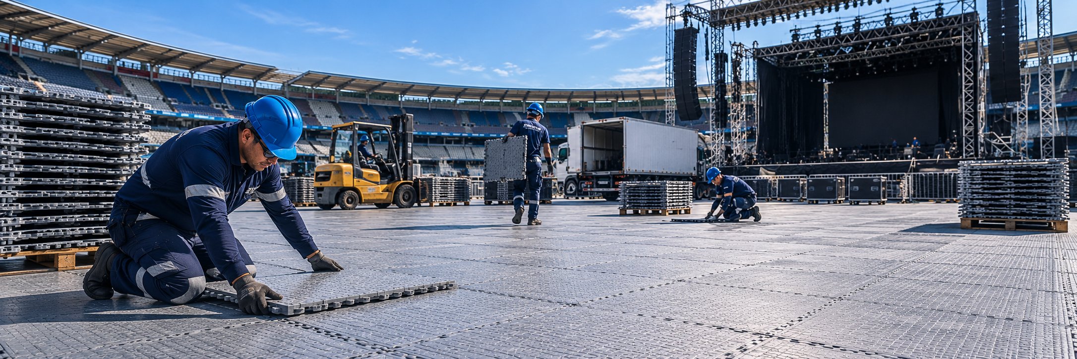 Escenario de gran evento sobre piso modular