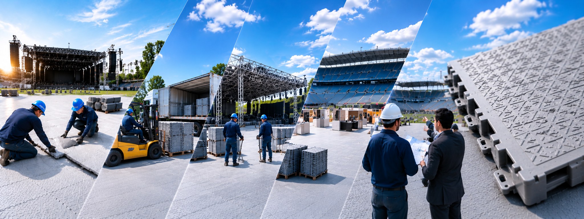 Escenario de gran evento sobre piso modular